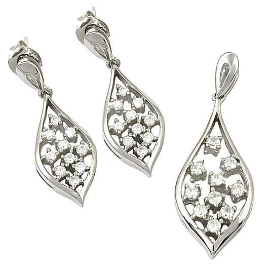 Unique CZ Silver Gemstone Pendant Set - Elegant Jewelry Collection