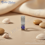 Load image into Gallery viewer, Silver Crystal Drop Earrings with Purple Gemstone | Gift for Her
