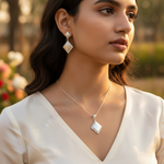 Load image into Gallery viewer, 925 Silver Diamond Shape Jewelry Set | Earrings &amp; Pendant | Gift
