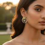 Load image into Gallery viewer, Silver Flower Earrings &amp; Pendant Set | Yellow Gemstone Jewelry
