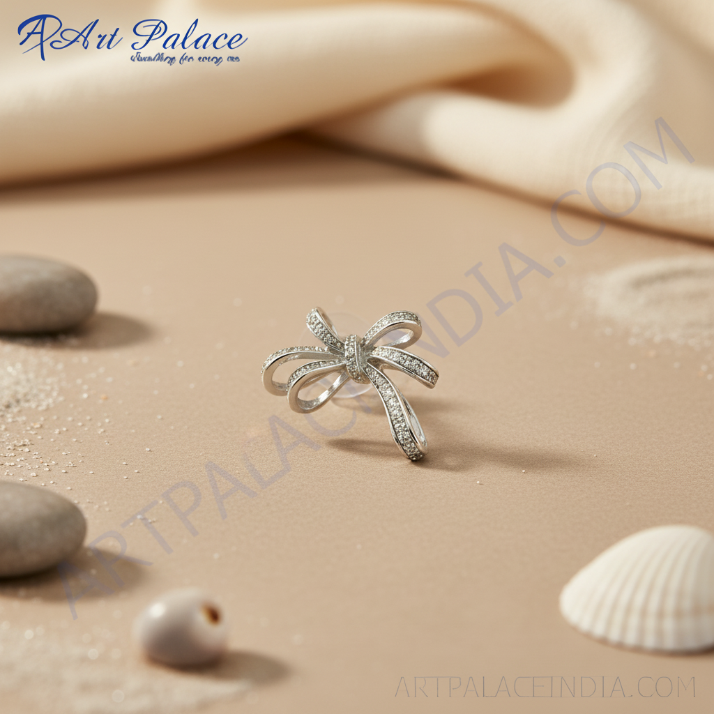 Silver Bow Stud Earrings | Cubic Zirconia | Women's Gift