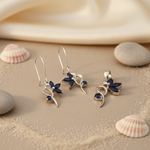 Load image into Gallery viewer, 925 Silver Blue Sapphire Flower Earrings &amp; Pendant Set
