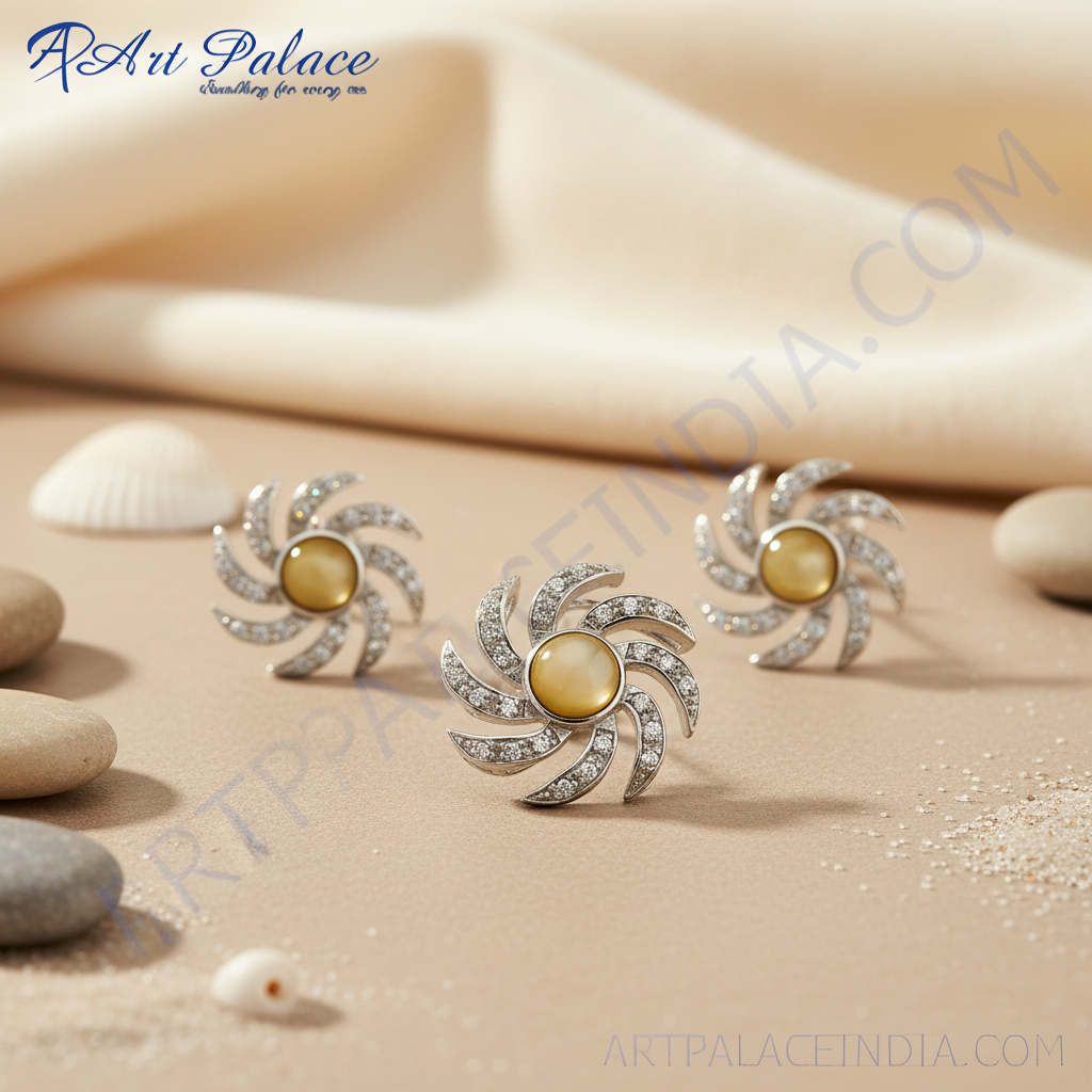 Silver Yellow Gemstone Jewelry Set for Women | Gift Idea
