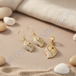 Load image into Gallery viewer, gold plating Leaf Earrings and Pendant Set | Women&#39;s Jewelry Gift
