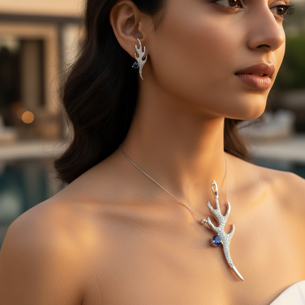 925 Silver Sapphire Earrings Set for Women | Luxury Jewelry Gift