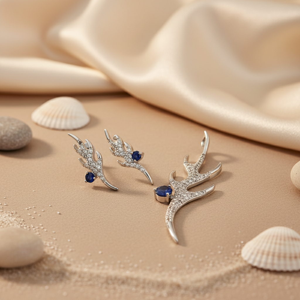 925 Silver Sapphire Earrings Set for Women | Luxury Jewelry Gift