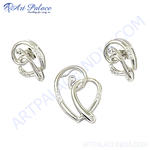Load image into Gallery viewer, Sterling silver heart stud earrings on a white background, elegant silver jewelry.
