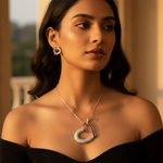 Load image into Gallery viewer, Silver Ruby Heart Pendant Earrings Set | Women&#39;s Gift
