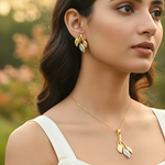 Load image into Gallery viewer, gold plating Leaf Jewelry Set with CZ Stones | Women&#39;s Fashion
