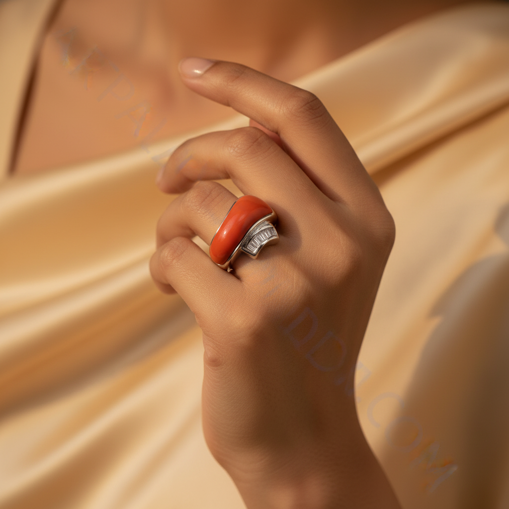 Silver Coral Ring for Women | Modern Design Jewelry