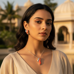 Load image into Gallery viewer, Silver Coral Gemstone Earrings &amp; Pendant Set | Women&#39;s Jewelry
