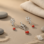 Load image into Gallery viewer, Silver Heart Pendant Earrings Set with Red Coral | Women's Jewelry
