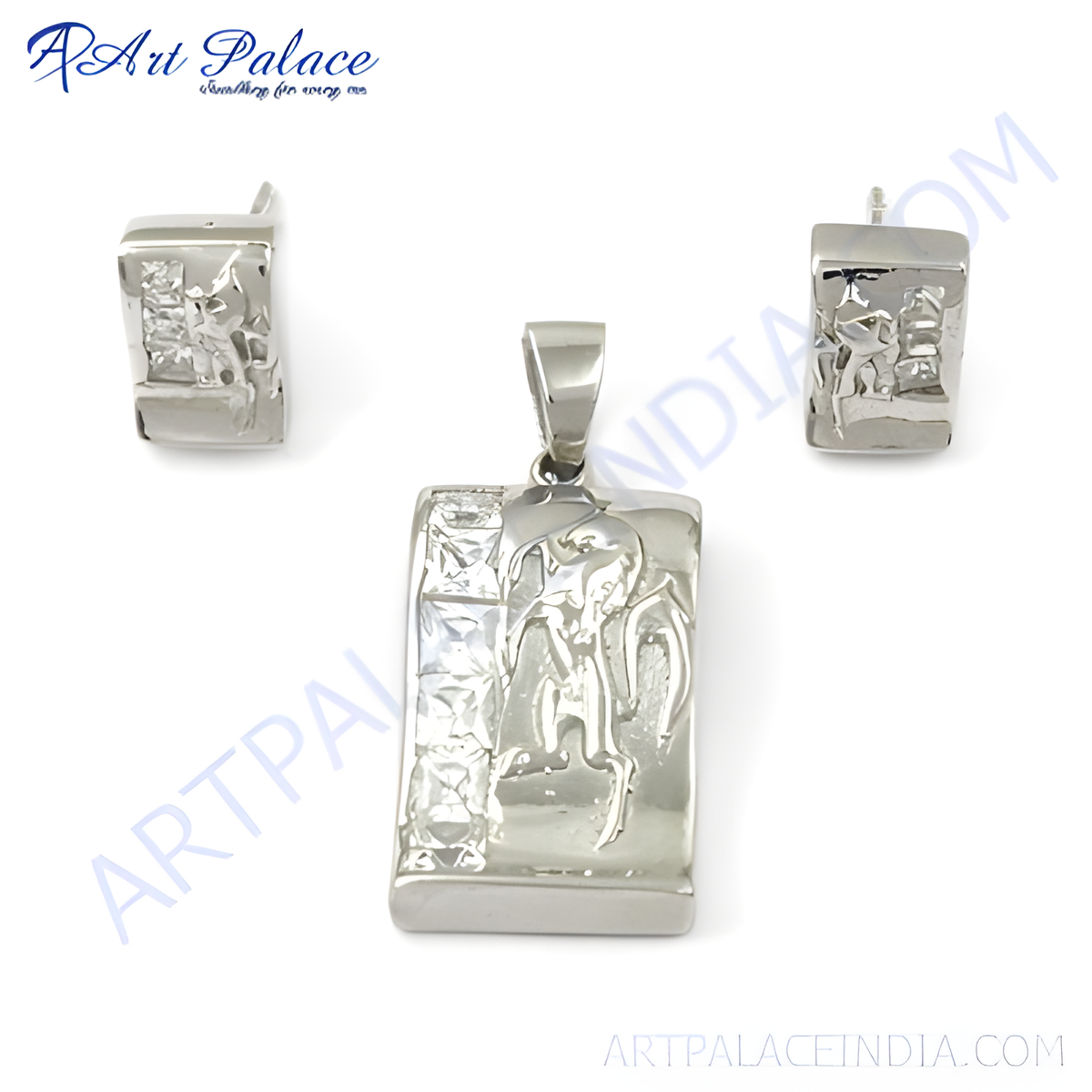 Silver pendant and matching earrings set