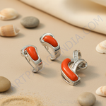 Load image into Gallery viewer, Silver Coral Earrings &amp; Pendant Set | Women&#39;s Jewelry Gift
