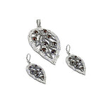 将图像加载到图库查看器中， 925 Silver Garnet Leaf Pendant &amp; Earrings Set for Women
