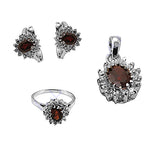 将图像加载到图库查看器中， 925 Silver Garnet Earrings, Ring &amp; Pendant Set | Gift for Her
