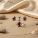 Load image into Gallery viewer, Ruby Silver Jewelry Set | Earrings, Pendant &amp; Ring for Women
