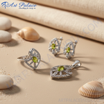 Load image into Gallery viewer, 925 Silver Peridot Jewelry Set | Earrings, Ring &amp; Pendant
