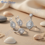 Load image into Gallery viewer, Silver Leaf Jewelry Set - Earrings, Pendant &amp; Ring | Gift for Her
