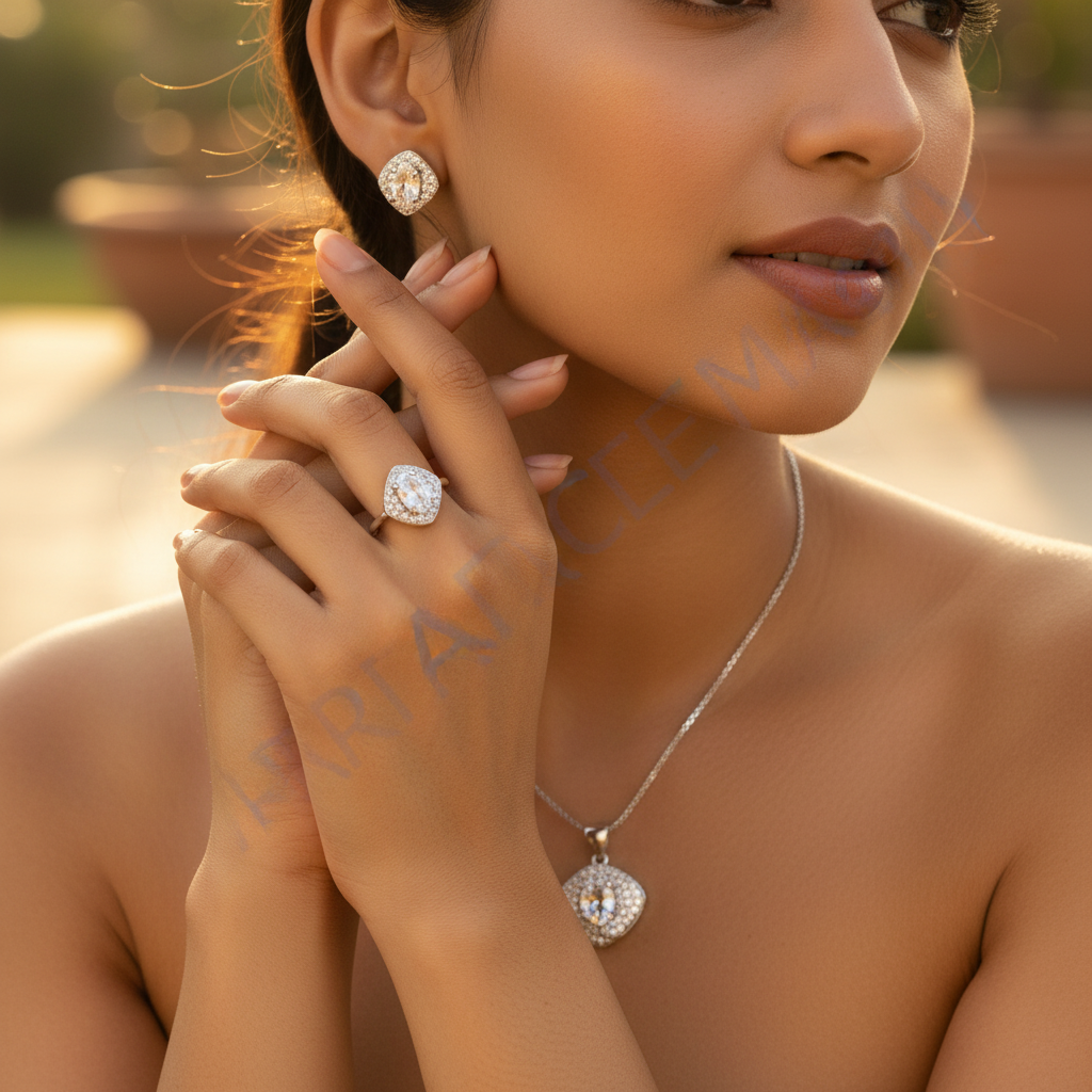 925 silver cubic zirconia jewelry set for women | gift