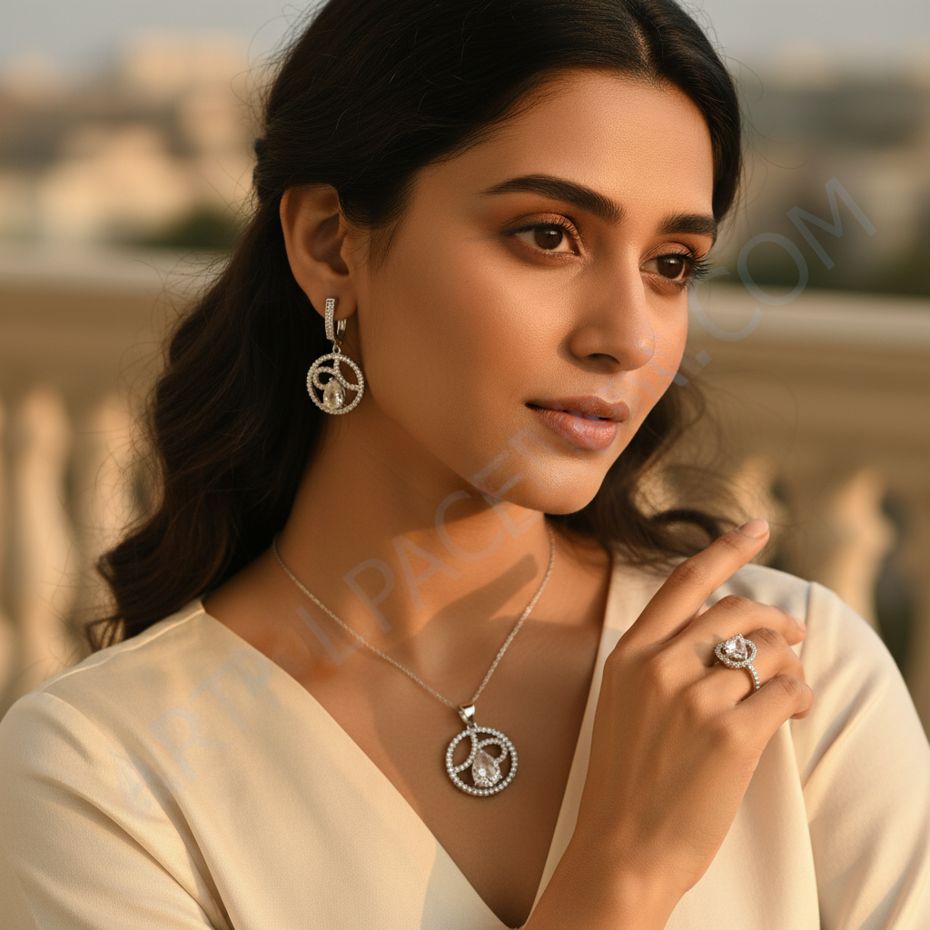 925 Silver Cubic Zirconia Jewelry Set | Women's Gift