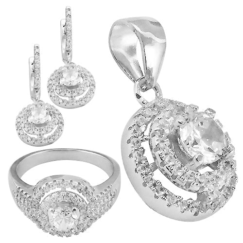 925 silver cubic zirconia jewelry set | earrings ring pendant