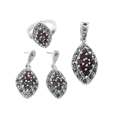 925 silver ruby ring & earrings set | women's jewelry gift