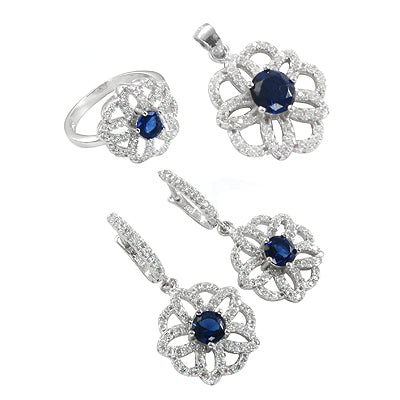 925 Silver Blue Sapphire Jewelry Set for Women | Gift
