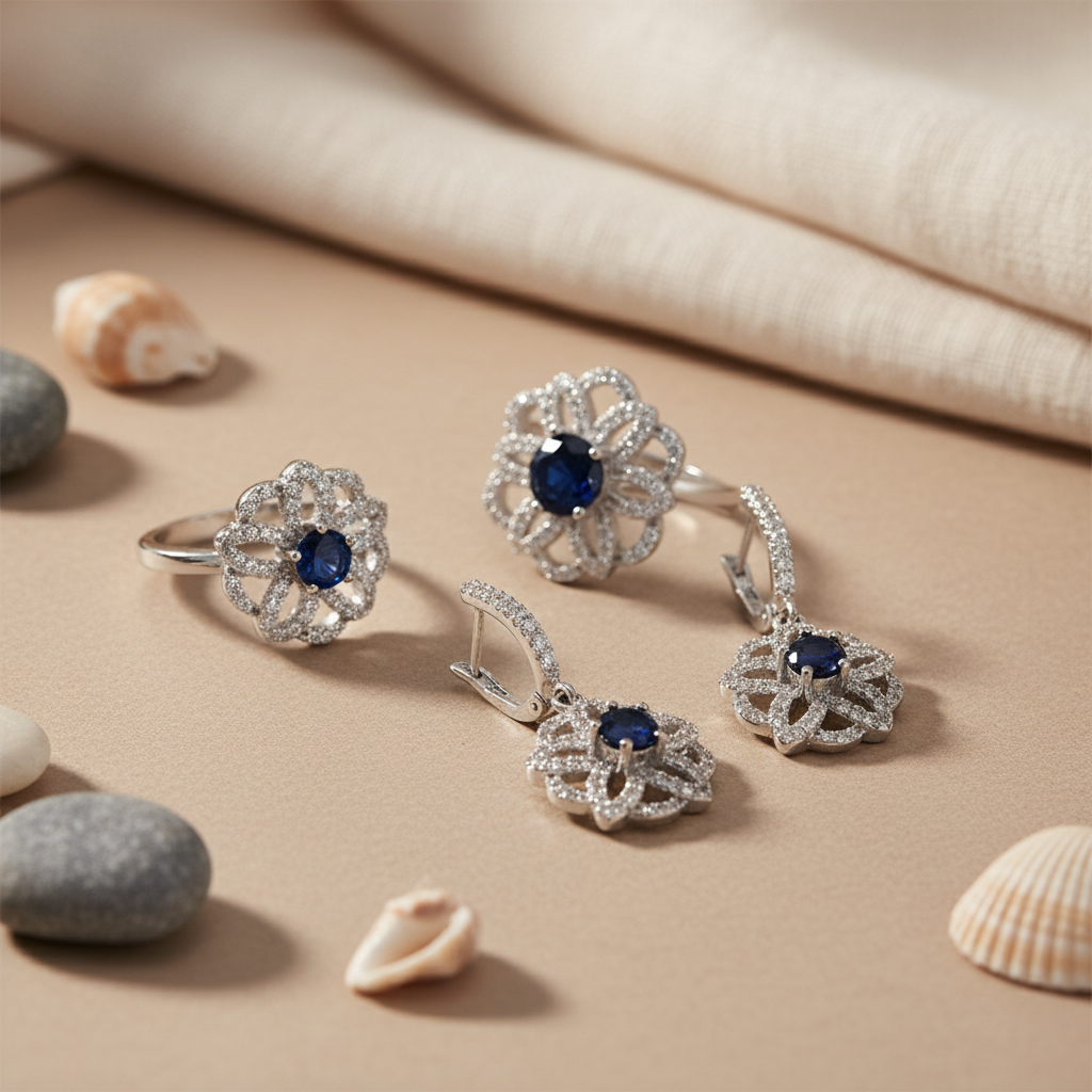 925 Silver Blue Sapphire Jewelry Set for Women | Gift