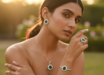 Load image into Gallery viewer, 925 Silver Emerald Ring &amp; Earrings Set for Women | Gift Jewelry
