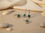 Load image into Gallery viewer, 925 Silver Emerald Ring &amp; Earrings Set for Women | Gift Jewelry
