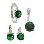 Load image into Gallery viewer, 925 Silver Green Gemstone Jewelry Set | Earrings, Ring &amp; Pendant
