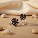 Load image into Gallery viewer, 925 Silver Black Stone Toe Rings | Adjustable for Women
