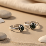 Load image into Gallery viewer, 925 Sterling Silver Toe Rings with Black Gemstone | Women's Jewelry

