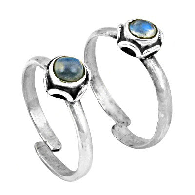 925 Silver Moonstone Toe Rings for Women | Adjustable Jewelry