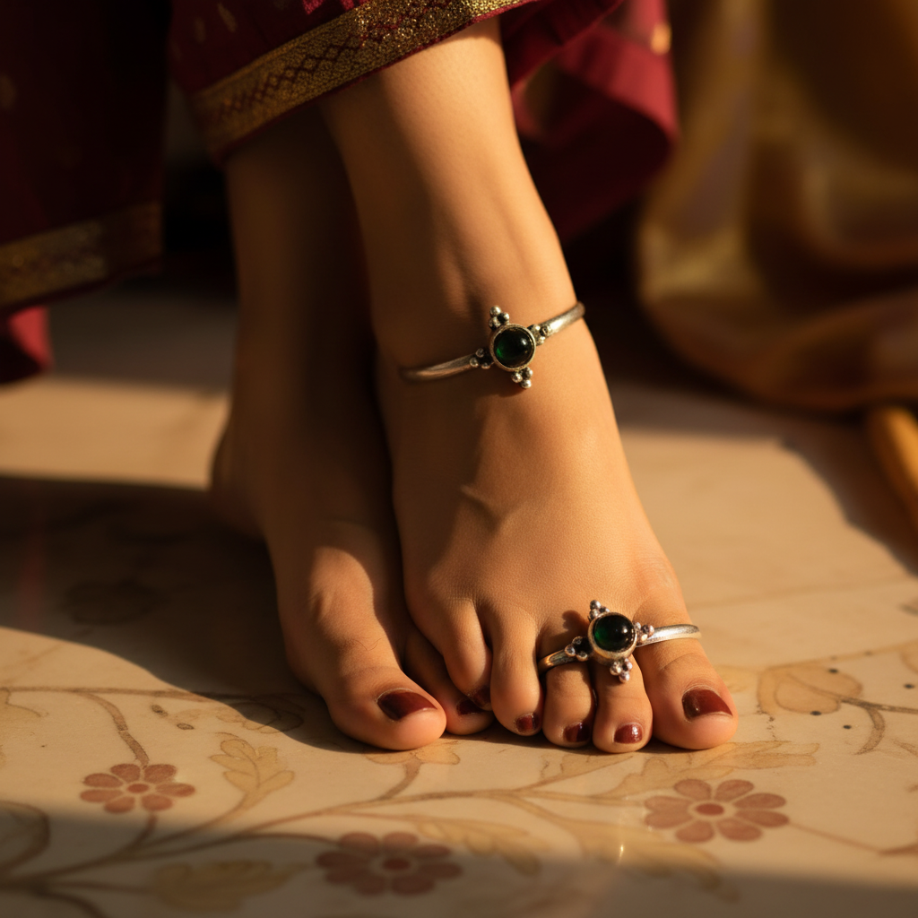 925 Silver Onyx Toe Ring for Women | Minimalist Jewelry