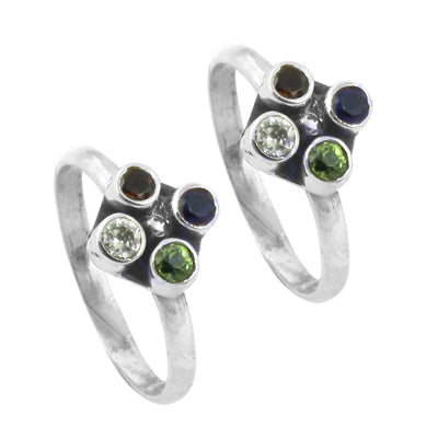 925 Silver Multi-Gemstone Toe Rings for Women | Statement Jewelry