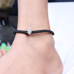 Load image into Gallery viewer, 925 Sterling Silver Adjustable Leaf Bracelet with Black Cord
