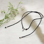 将图像加载到图库查看器中， 925 Silver Floral Charm Anklet on Black Cord | Handcrafted Boho Jewelry
