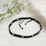Load image into Gallery viewer, Black Macrame Bracelet with Silver Beads | Adjustable Closure
