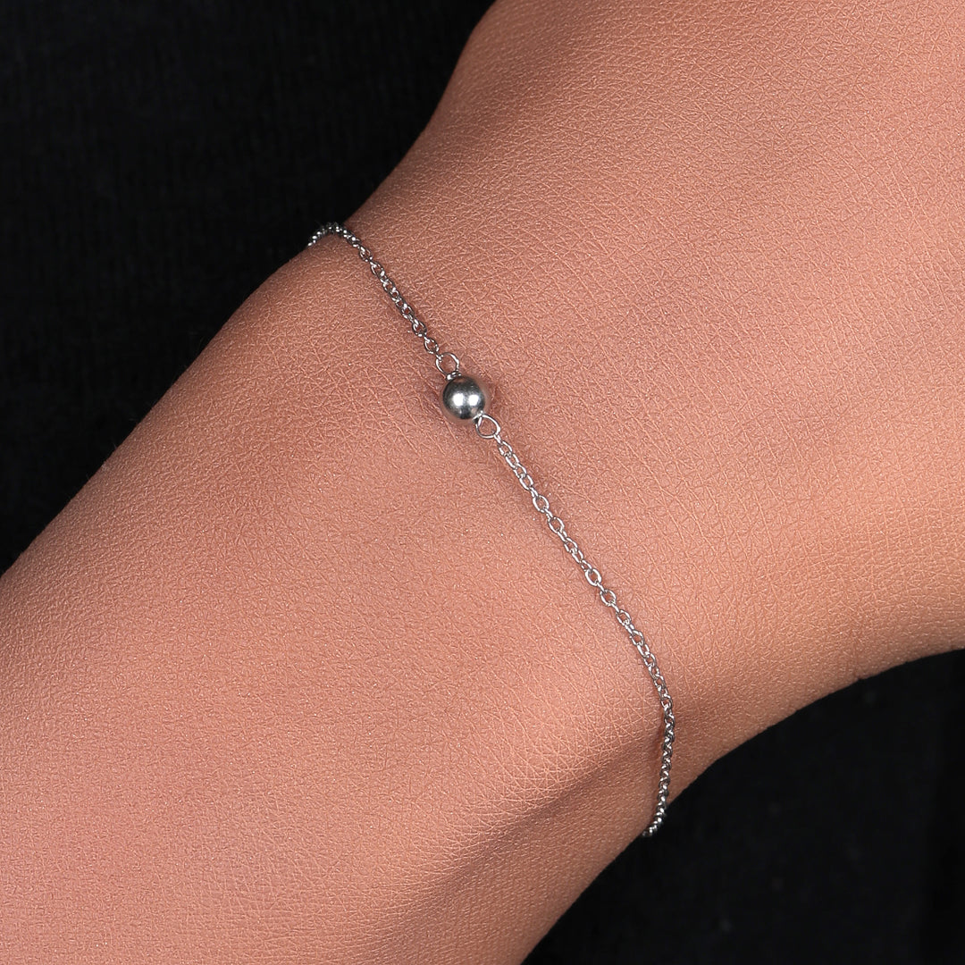 925 Silver Ball Bead Anklet for Women | Delicate Foot Jewelry