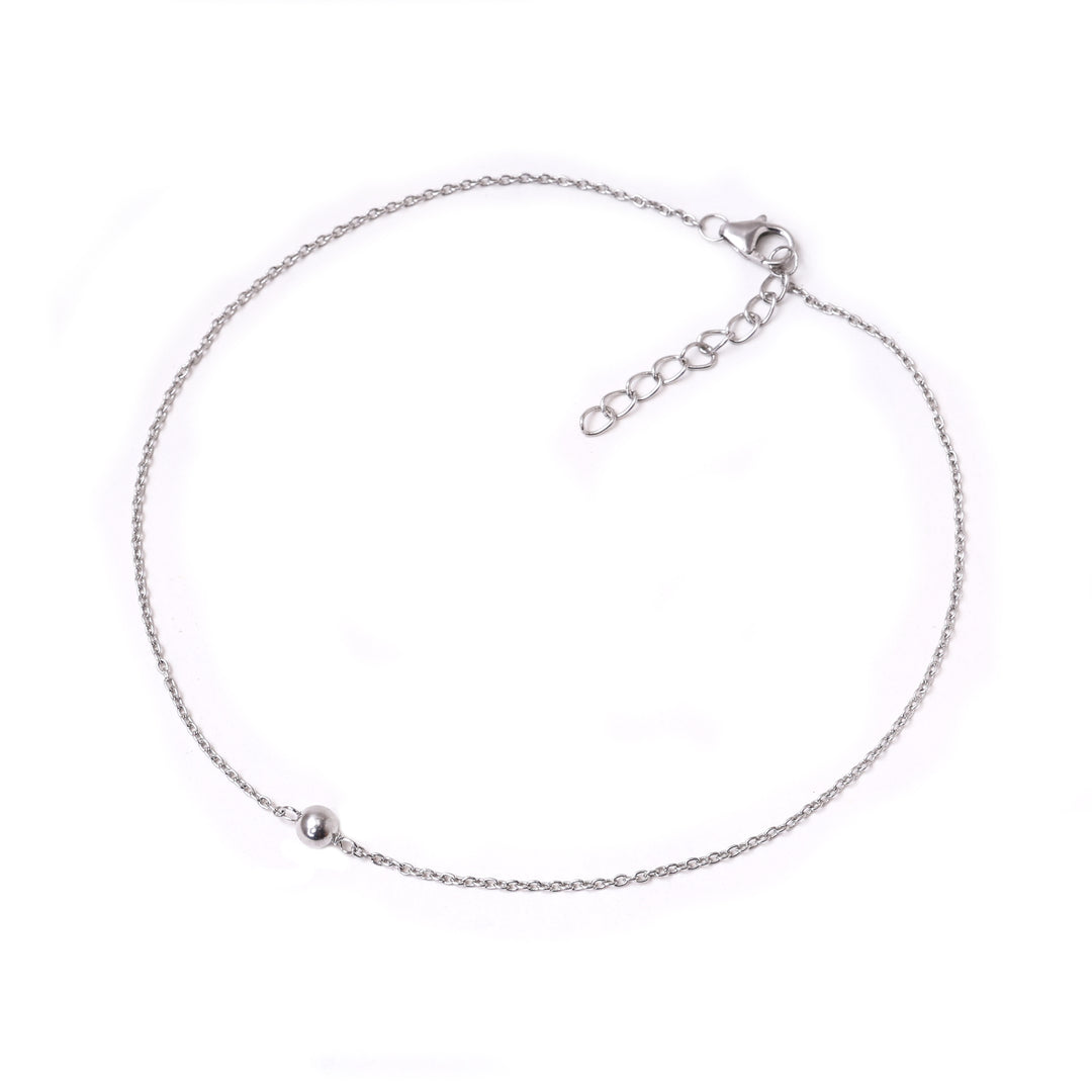 925 Silver Ball Bead Anklet for Women | Delicate Foot Jewelry