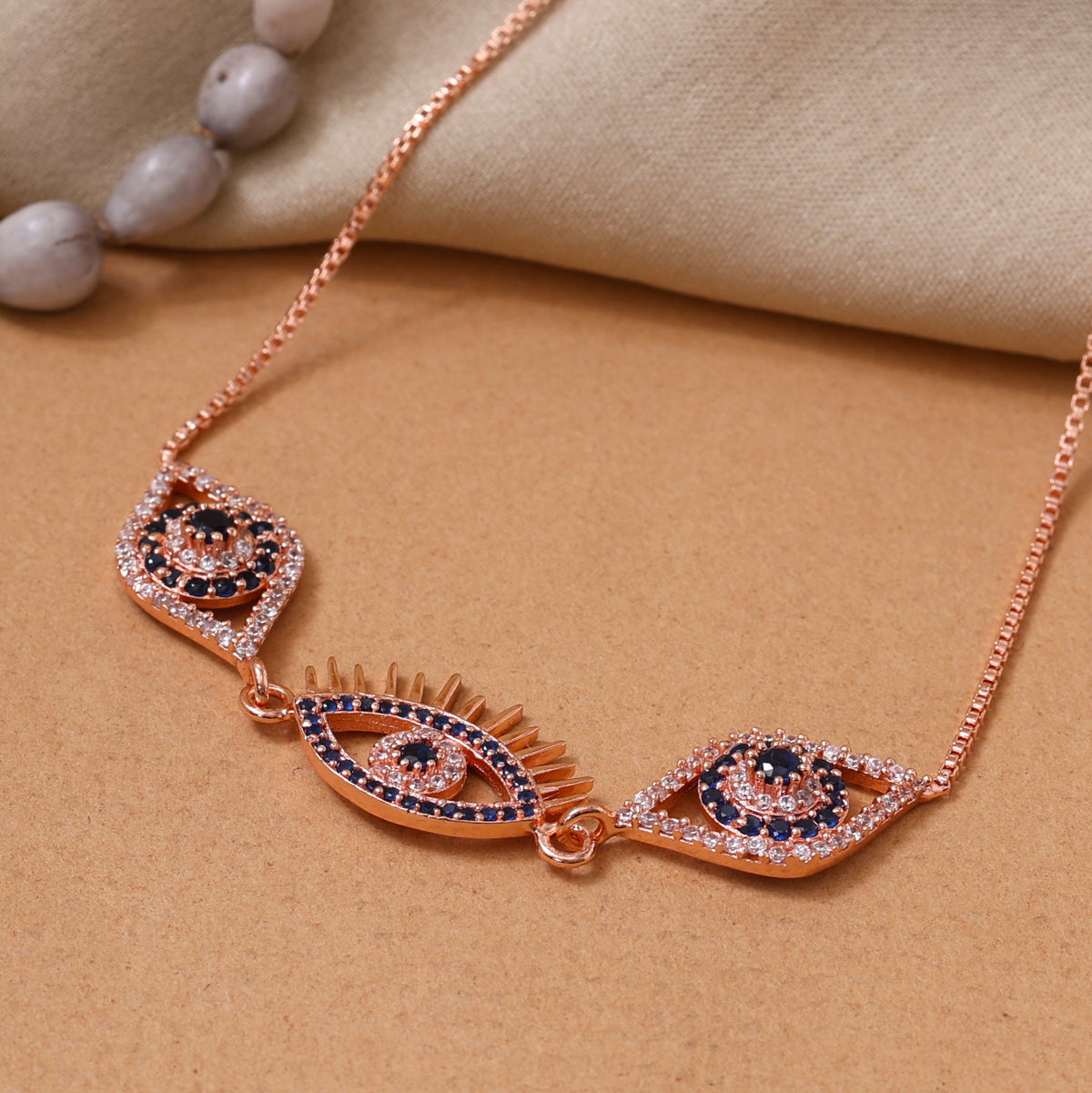 Rose gold plating evil eye bracelet for women | protection jewelry