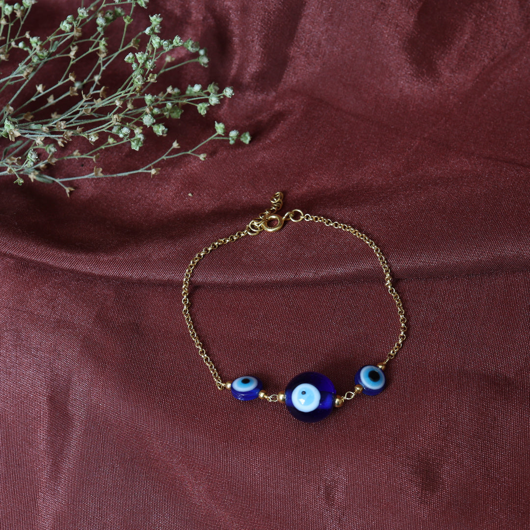 gold plating Evil Eye Bead Bracelet | Protection Jewelry for Women
