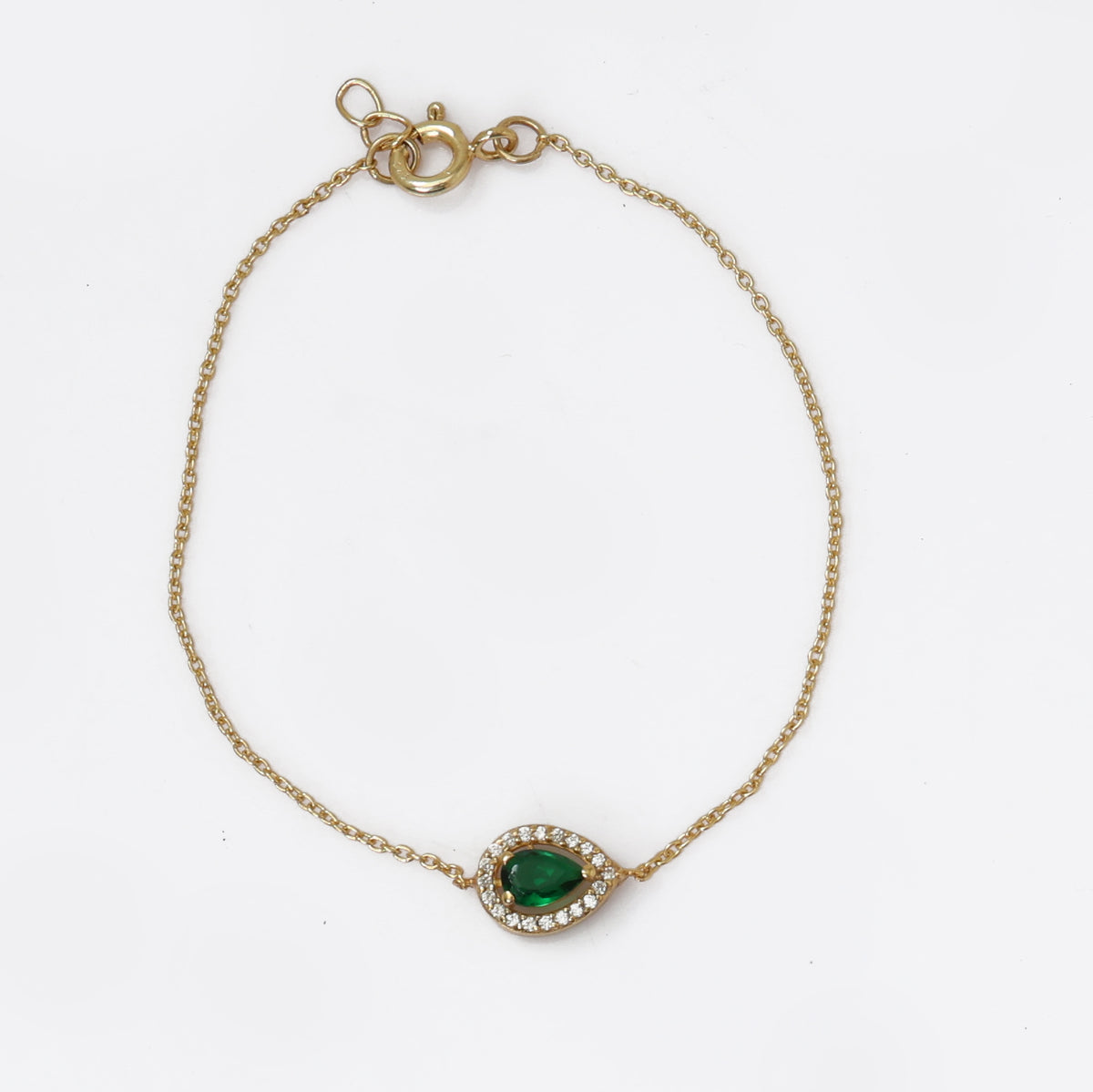Gold plating pear cut emerald bracelet for women | fine jewelry