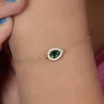 Load image into Gallery viewer, gold plating Pear-Cut Emerald Bracelet for Women | Fine Jewelry
