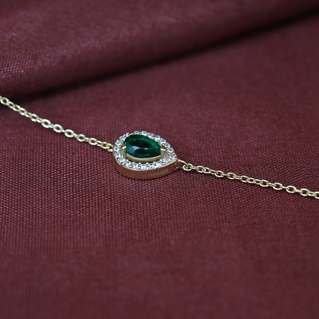 gold plating Pear-Cut Emerald Bracelet for Women | Fine Jewelry
