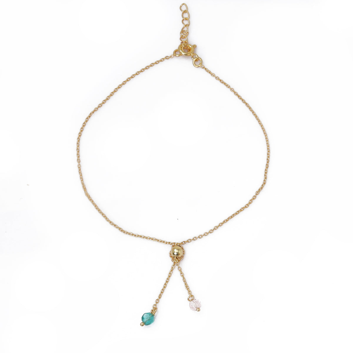 Gold plating adjustable chain bracelet with gemstones | women's jewelry