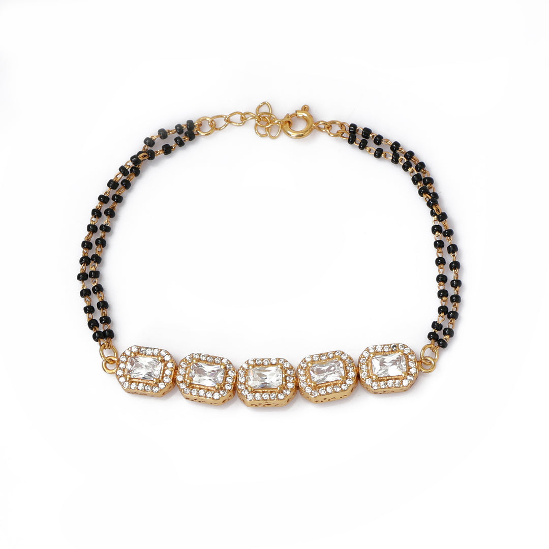 gold plating Beaded Cubic Zirconia Bracelet | Women's Fashion Jewelry