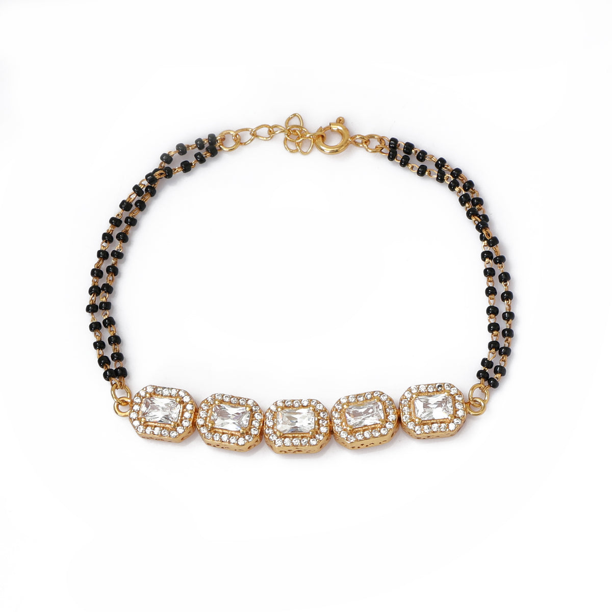 Gold plating beaded cubic zirconia bracelet | women's fashion jewelry